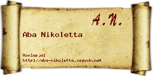Aba Nikoletta névjegykártya
